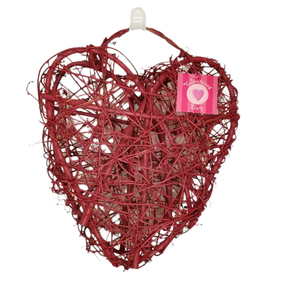 ❤2-Piece Decorative❤ Heart Natural Fiber Red Color, Small & Large